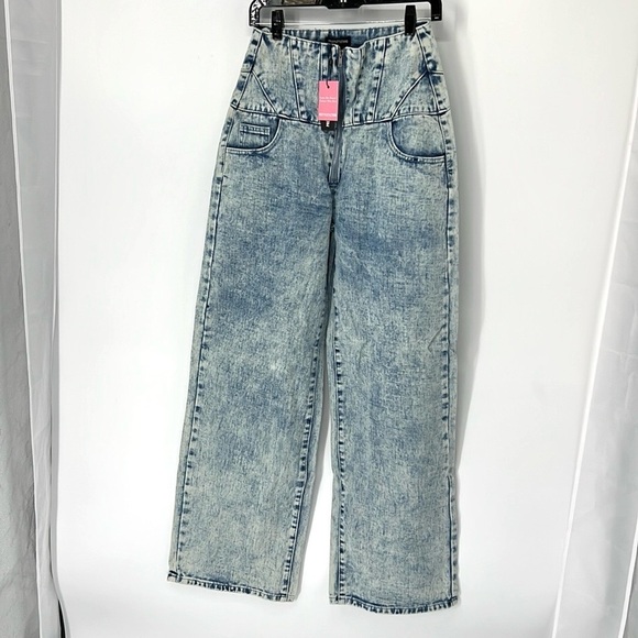PrettyLittleThing Denim - Pretty little thing NWT corset acid wash jeans 6